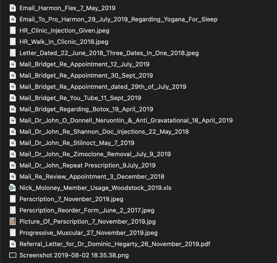 Preview of Contents of ZIP Archive — Initial Medical Council Complaint