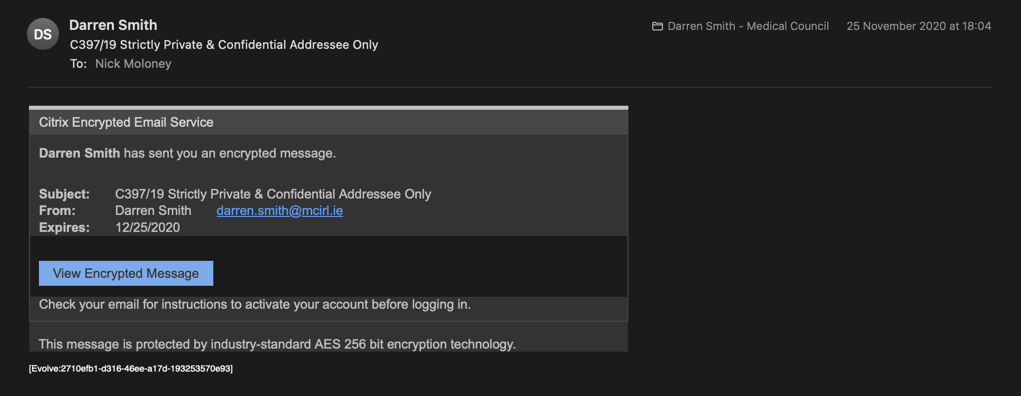 Preview of Medical Council – Secure File Transfer Notification (25 November 2020)